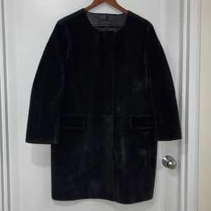 Ann Taylor- Collarless coat- Made from artificial leather.